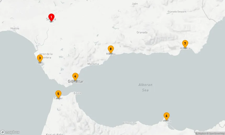 Route 7 Nächte - Juwelen der Küste von Sevilla nach Málaga