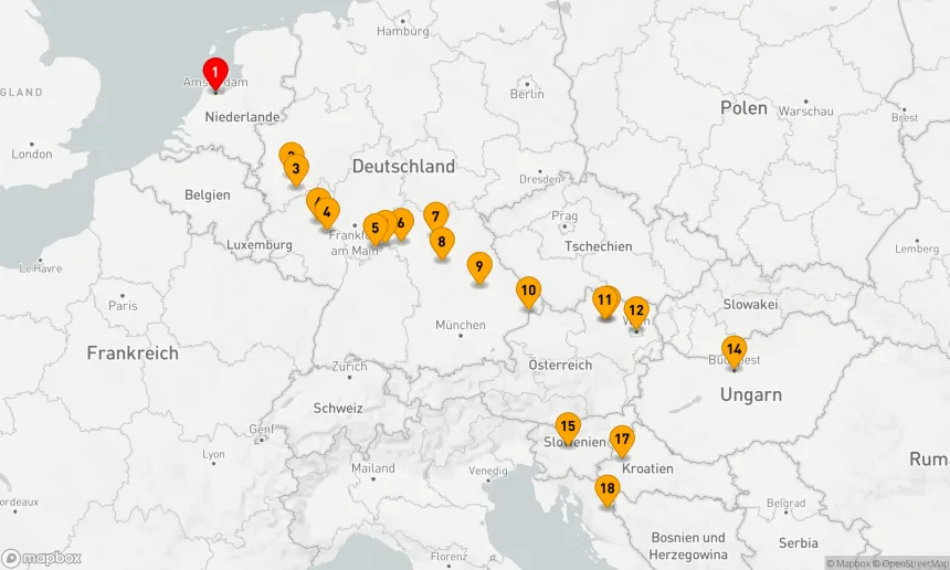 Route 18 Nächte - Juwelen Europas mit Ljubljana & Zagreb