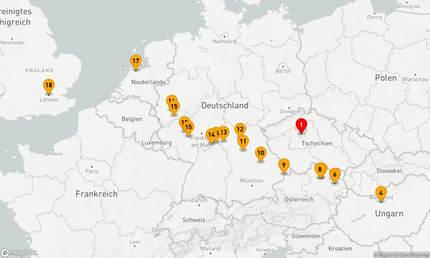 Route 20 Nächte - Juwelen Europas mit Prag und London