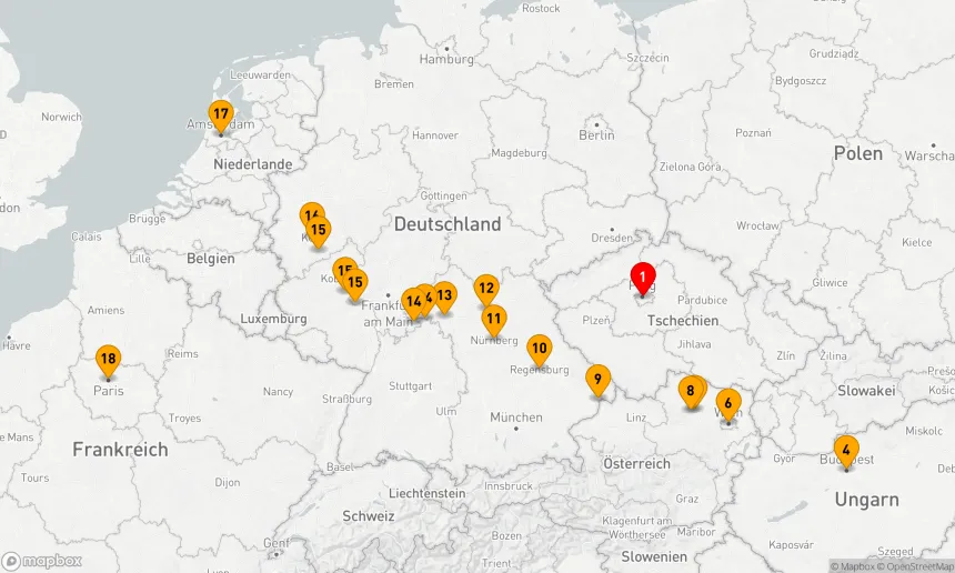 Route 20 Nächte - Juwelen Europas mit Prag & Paris