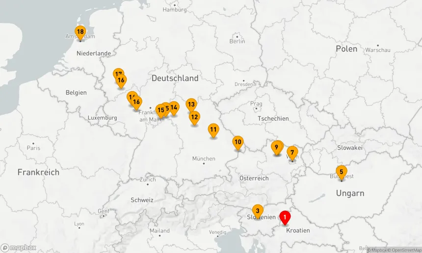 Route 18 Nächte - Juwelen Europas mit Zagreb & Ljubljana