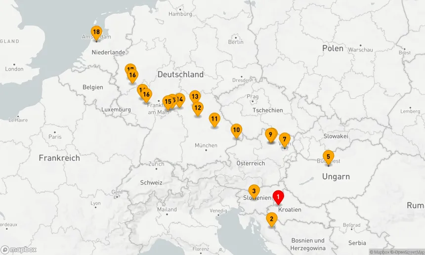 Route 18 Nächte - Juwelen Europas mit Zagreb & Ljubljana