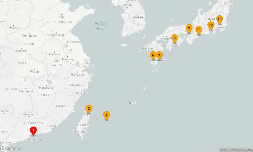 Route 12 Nächte - JUWELEN VON TAIWAN & JAPAN