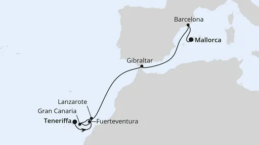 Route Kanaren, Gibraltar & Barcelona ab Teneriffa