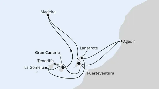 Route Kanaren, Madeira & Marokko
