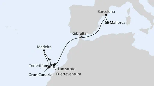 Route Kanaren, Madeira & Mittelmeer ab Gran Canaria