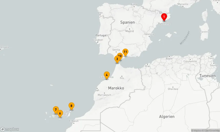 Route 12 Nächte - KANAREN,  SPANIEN & MAROKKO URLAUB