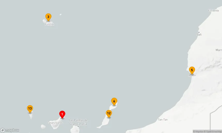 Route 14 Nächte - KANARISCHE INSELN,  MADEIRA UND MAROKKO FLUG-KREUZFAHRT