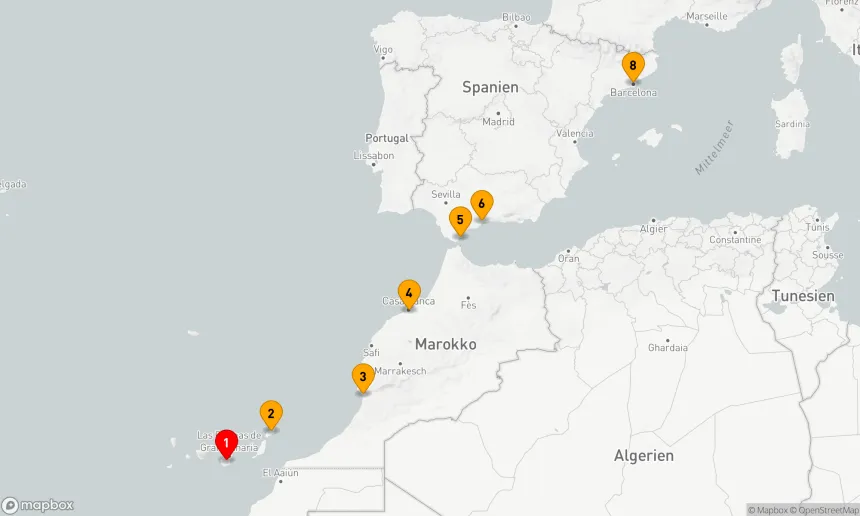 Route 7 Nächte - KANARISCHE INSELN, MAROKKO & SPANIEN KREUZFAHRT: GRAN CANARIA, CASABLANCA & MALAGA