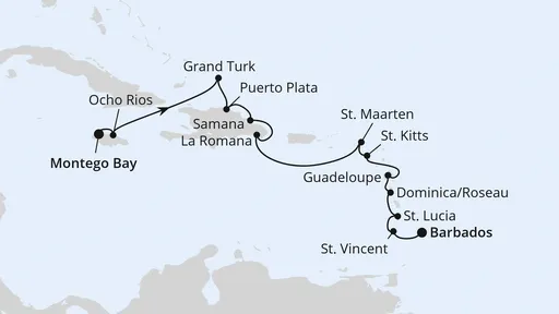 Route Karibik mit kleinen Antillen ab Jamaika