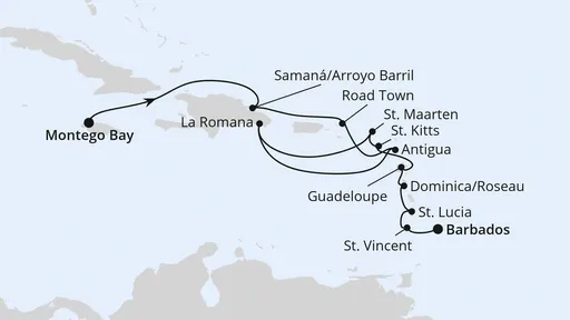 Route Karibik mit kleinen Antillen ab Jamaika