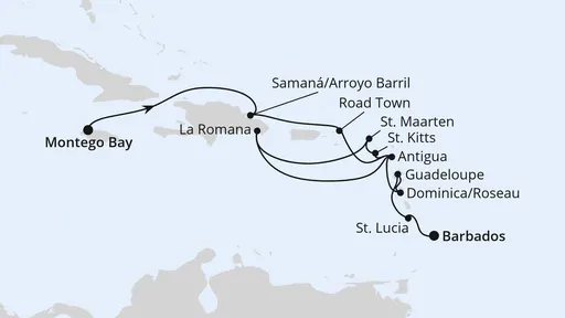 Route Karibik mit kleinen Antillen ab Jamaika