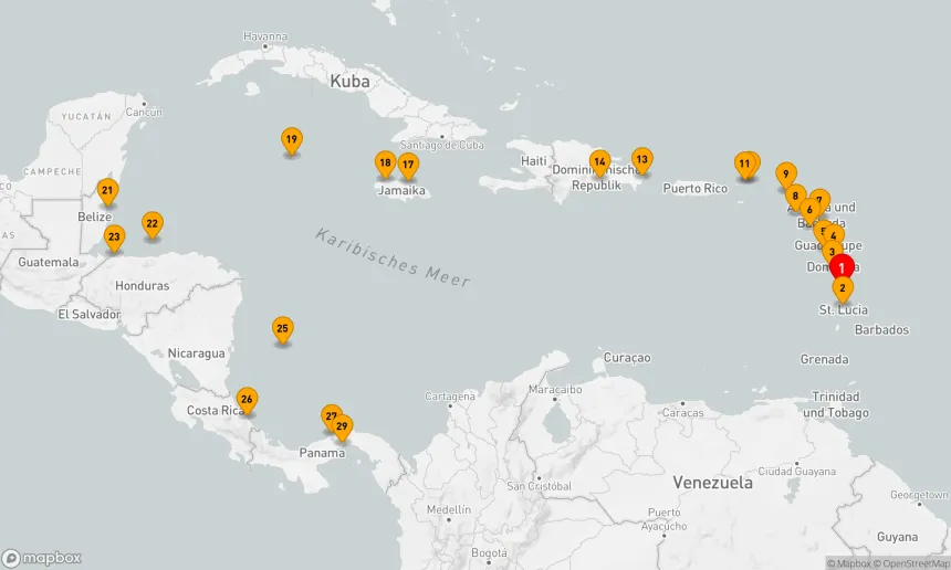 Route 28 Nächte - Karibik, Mittelamerika & Panamakanal – große Entdeckerreise