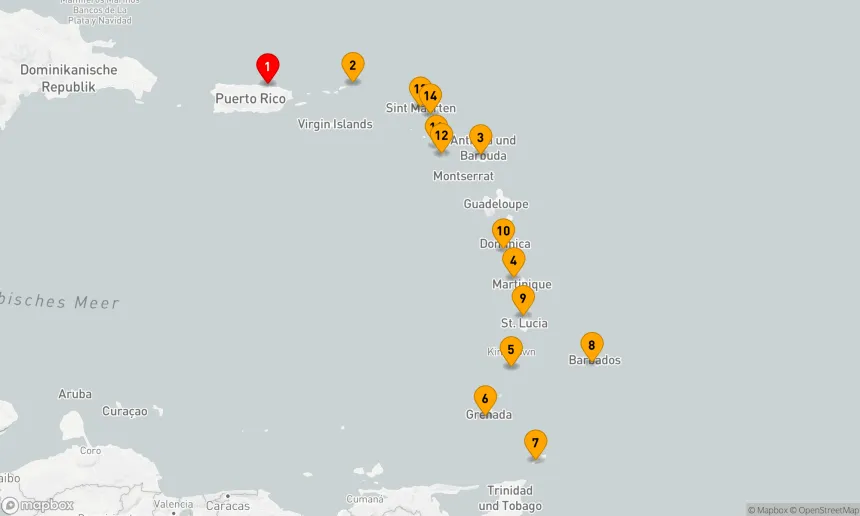 Route 14 Nächte - KARIBIK-KOMBINATIONSKREUZFAHRT: SAN JUAN, ANTIGUA & BARBADOS
