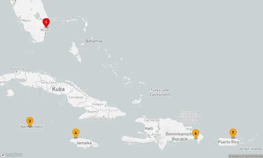 Route 6 Nächte - Karibische Eleganz: Von Florida nach Puerto Rico