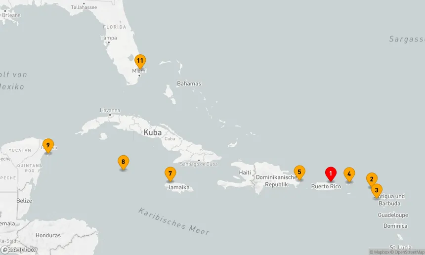 Route 10 Nächte - Karibische Eleganz: Von San Juan nach Fort Lauderdale
