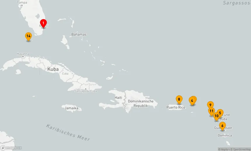 Route 14 Nächte - Karibische Entdeckungsreise ab Miami