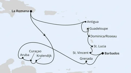 Route Karibische-Insel-Rundreise