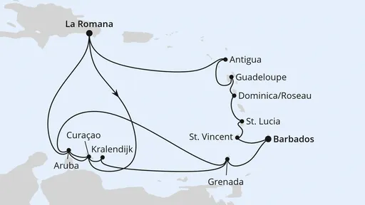 Route Karibische-Insel-Rundreise