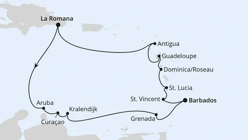 Route Karibische-Insel-Rundreise
