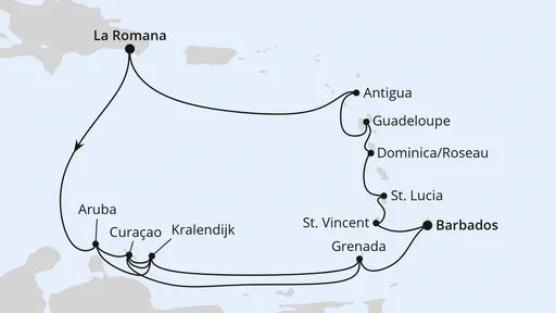 Route Karibische-Insel-Rundreise