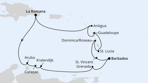Route Karibische-Insel-Rundreise