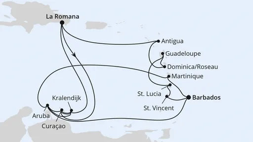 Route Karibische-Insel-Rundreise