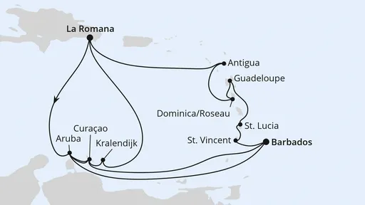 Route Karibische-Insel-Rundreise