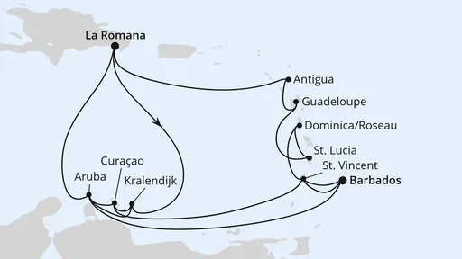 Route Karibische-Insel-Rundreise
