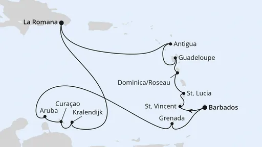 Route Karibische-Insel-Rundreise ab Barbados