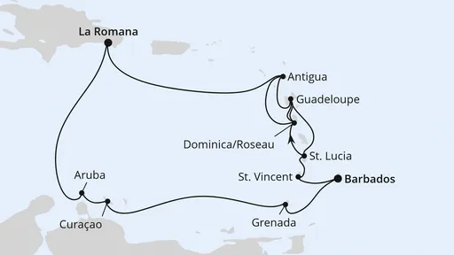 Route Karibische-Insel-Rundreise ab Barbados
