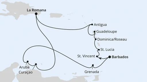 Route Karibische-Insel-Rundreise ab Barbados