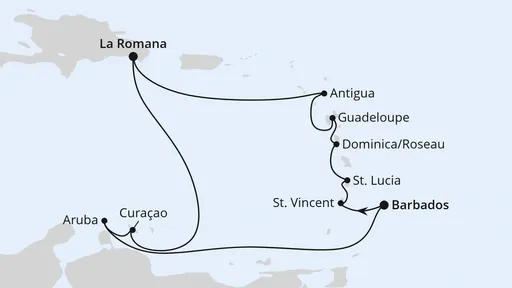 Route Karibische-Insel-Rundreise ab Barbados