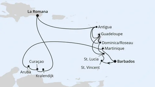 Route Karibische-Insel-Rundreise ab Barbados