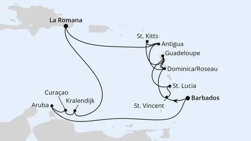 Route Karibische-Insel-Rundreise ab Barbados