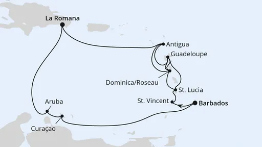 Route Karibische-Insel-Rundreise ab Barbados