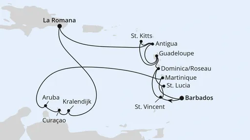 Route Karibische-Insel-Rundreise ab Barbados