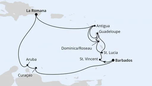 Route Karibische-Insel-Rundreise ab Barbados