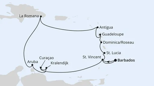 Route Karibische Inseln ab Barbados