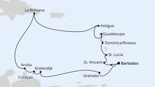 Route Karibische Inseln ab Barbados