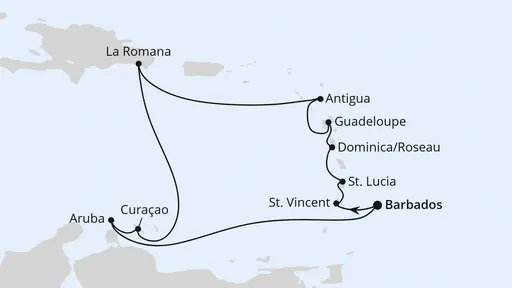 Route Karibische Inseln ab Barbados