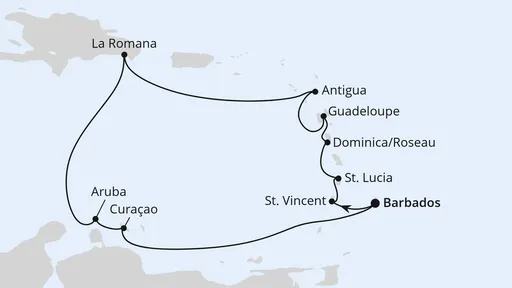 Route Karibische Inseln ab Barbados