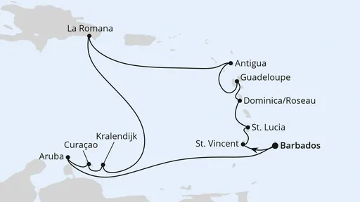 Route Karibische Inseln ab Barbados