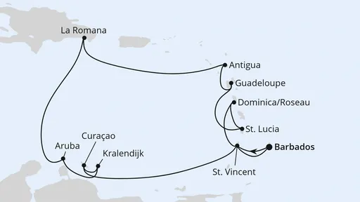 Route Karibische Inseln ab Barbados