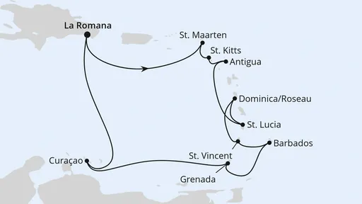 Route Karibische Inseln ab Dominikanische Republik 1