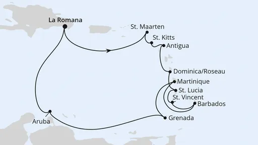 Route Karibische Inseln ab Dominikanische Republik 1