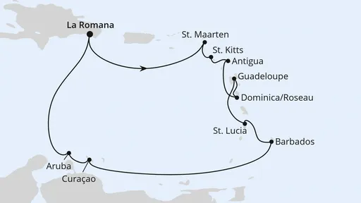 Route Karibische Inseln ab Dominikanische Republik 1