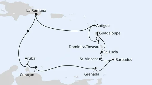 Route Karibische Inseln ab Dominikanische Republik