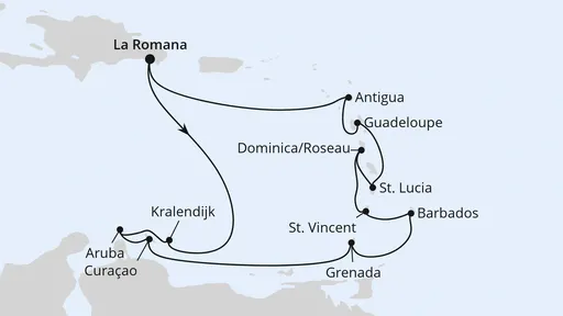 Route Karibische Inseln ab Dominikanische Republik