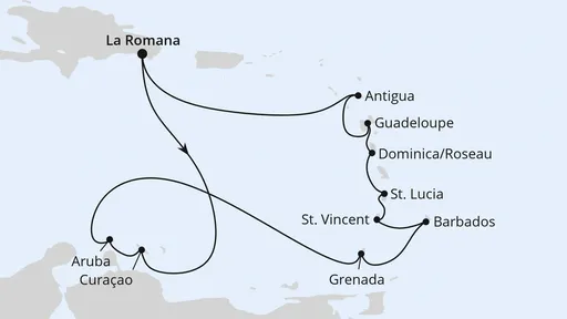 Route Karibische Inseln ab Dominikanische Republik